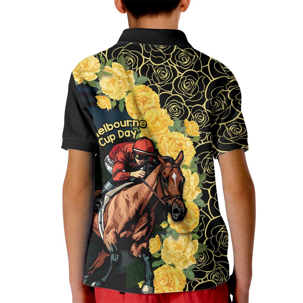 Melbourne Horse Racing Kid Polo Shirt Yellow Roses - Ready Set Gallop! LT14