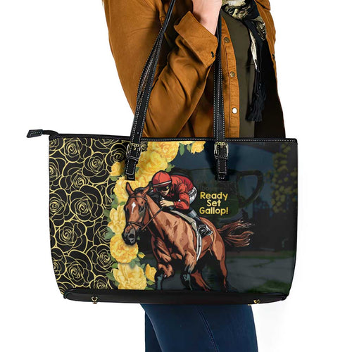 Melbourne Horse Racing Leather Tote Bag Yellow Roses - Ready Set Gallop! LT14