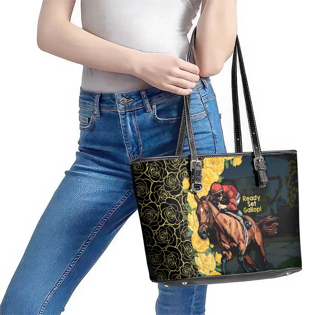 Melbourne Horse Racing Leather Tote Bag Yellow Roses - Ready Set Gallop! LT14