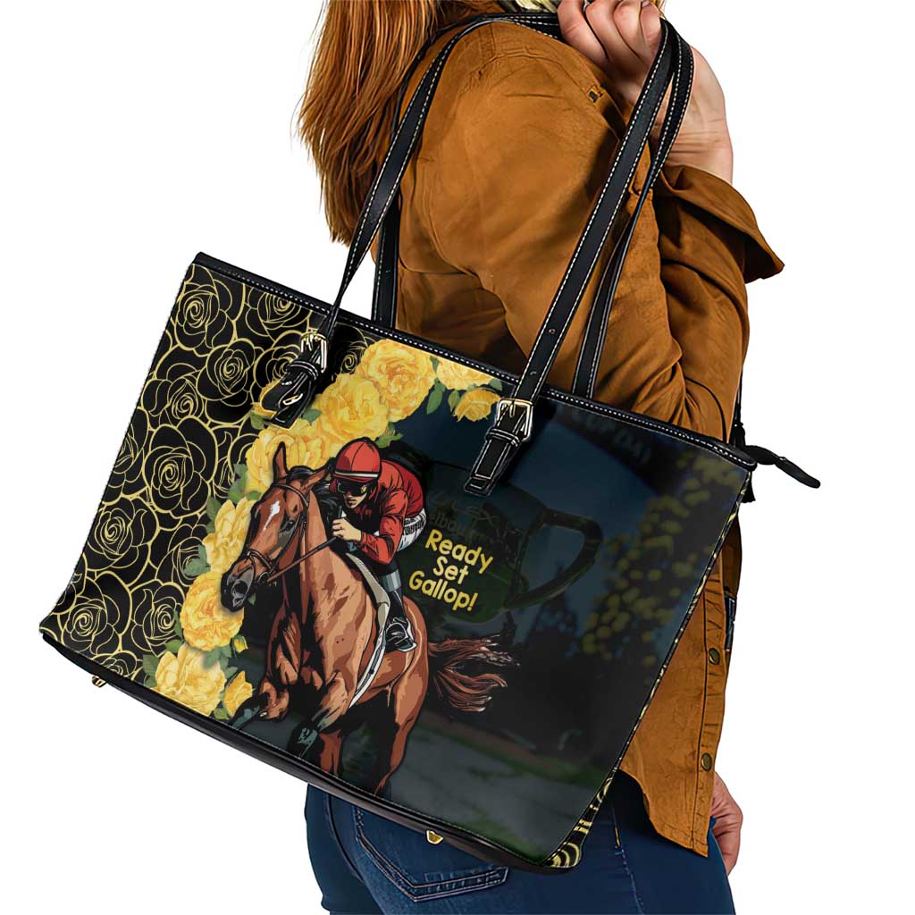 Melbourne Horse Racing Leather Tote Bag Yellow Roses - Ready Set Gallop! LT14