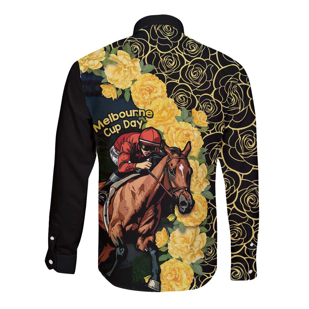 Melbourne Horse Racing Long Sleeve Button Shirt Yellow Roses - Ready Set Gallop! LT14