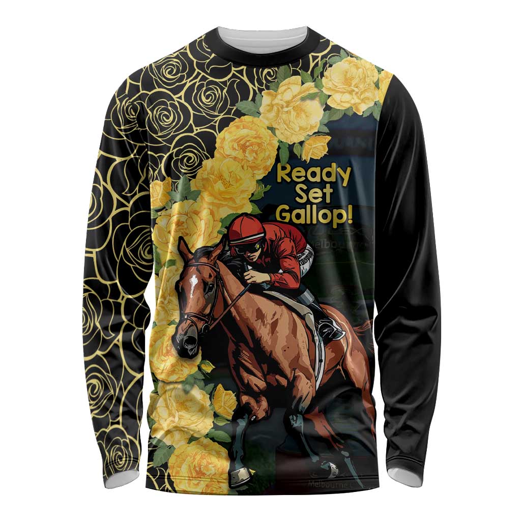 Melbourne Horse Racing Long Sleeve Shirt Yellow Roses - Ready Set Gallop! LT14