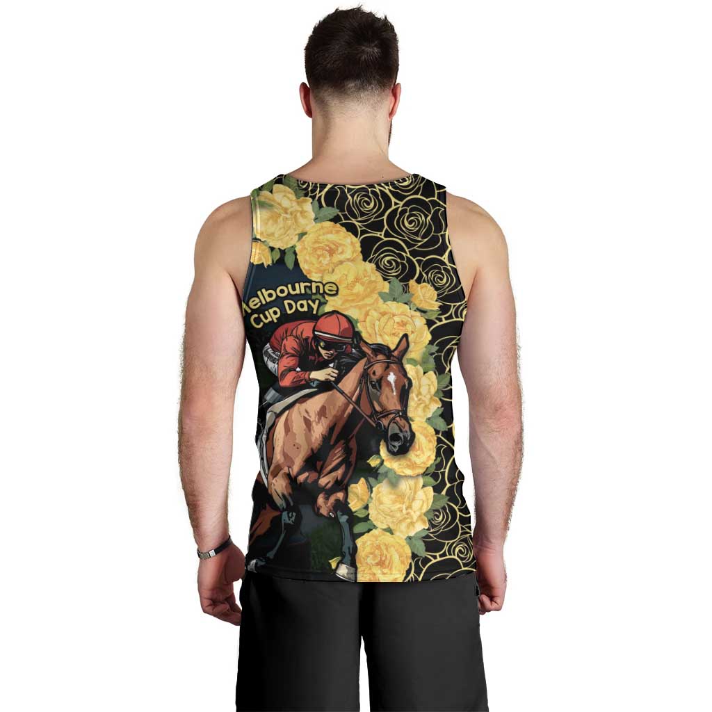 Melbourne Horse Racing Men Tank Top Yellow Roses - Ready Set Gallop! LT14
