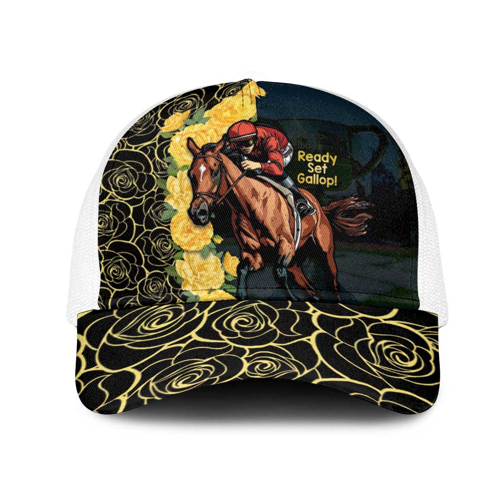 Melbourne Horse Racing Mesh Trucker Cap Yellow Roses - Ready Set Gallop - Aussie Hoodie