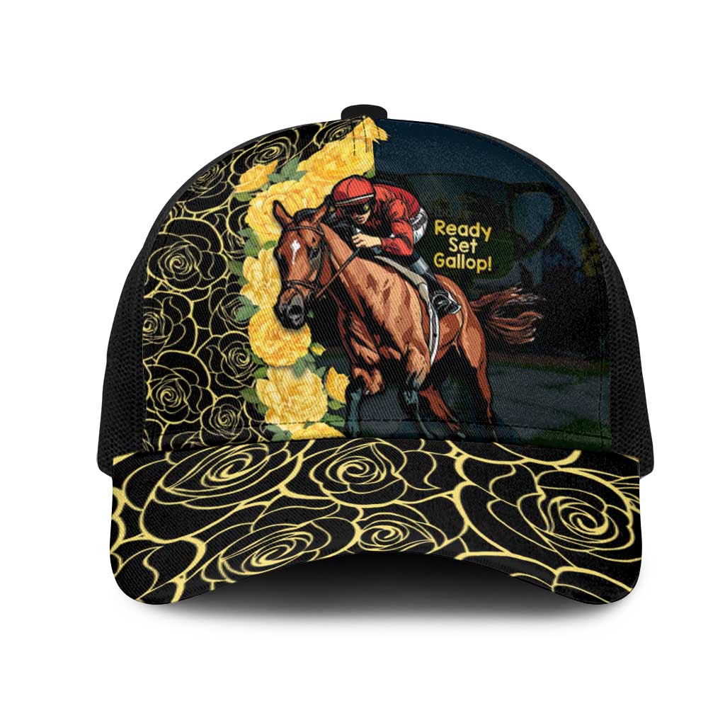 Melbourne Horse Racing Mesh Trucker Cap Yellow Roses - Ready Set Gallop - Aussie Hoodie
