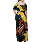 Melbourne Horse Racing Off Shoulder Maxi Dress Yellow Roses - Ready Set Gallop! LT14