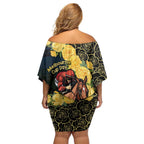 Melbourne Horse Racing Off Shoulder Short Dress Yellow Roses - Ready Set Gallop! LT14