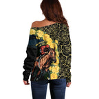 Melbourne Horse Racing Off Shoulder Sweater Yellow Roses - Ready Set Gallop! LT14