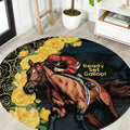 Melbourne Horse Racing Round Carpet Yellow Roses - Ready Set Gallop! LT14