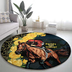Melbourne Horse Racing Round Carpet Yellow Roses - Ready Set Gallop! LT14