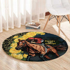 Melbourne Horse Racing Round Carpet Yellow Roses - Ready Set Gallop! LT14