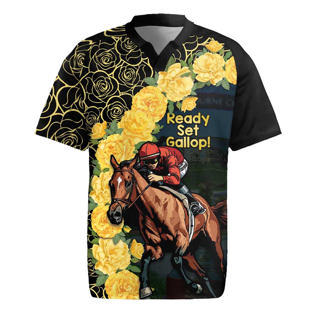Melbourne Horse Racing Rugby Jersey Yellow Roses - Ready Set Gallop! LT14