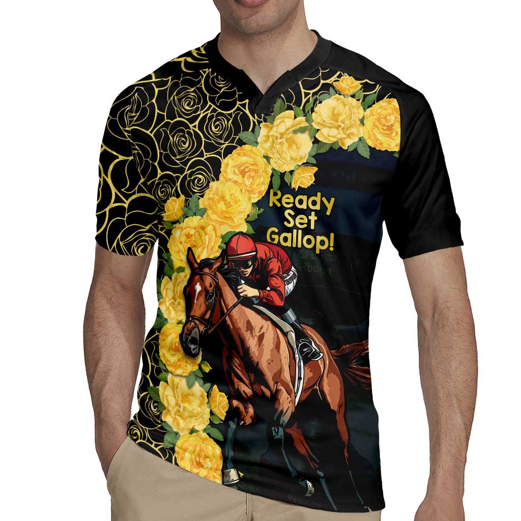 Melbourne Horse Racing Rugby Jersey Yellow Roses - Ready Set Gallop! LT14