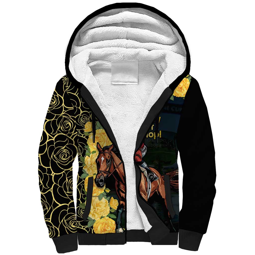 Melbourne Horse Racing Sherpa Hoodie Yellow Roses - Ready Set Gallop! LT14