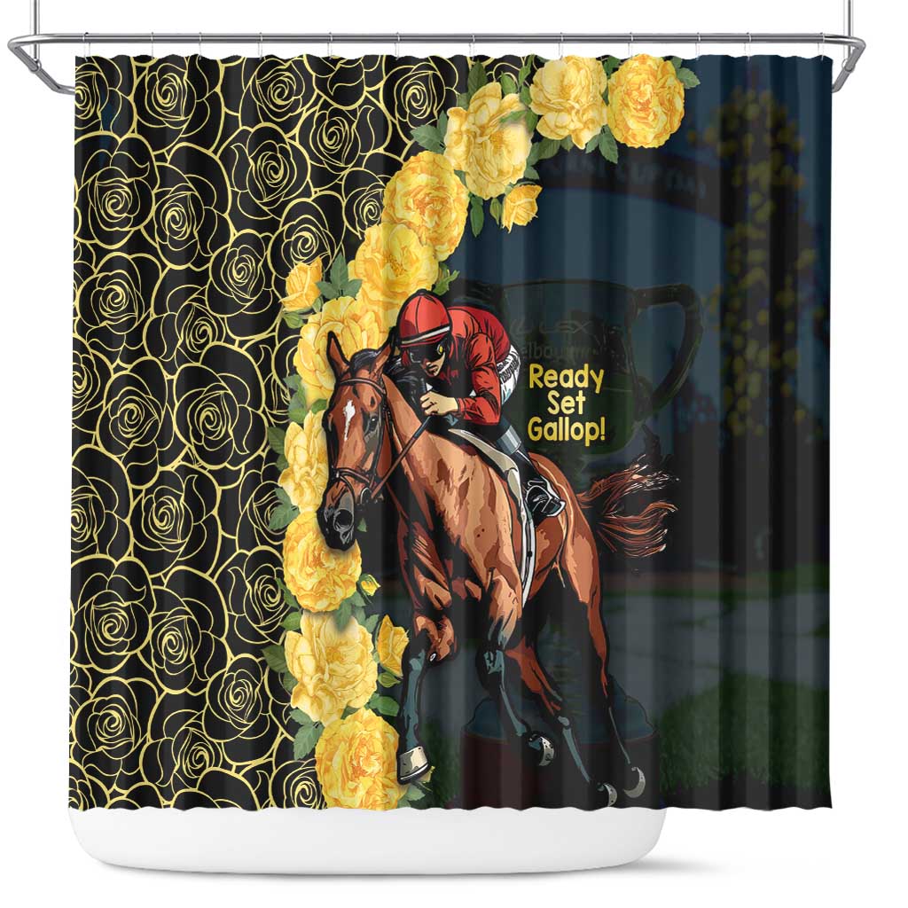 Melbourne Horse Racing Shower Curtain Yellow Roses - Ready Set Gallop! LT14