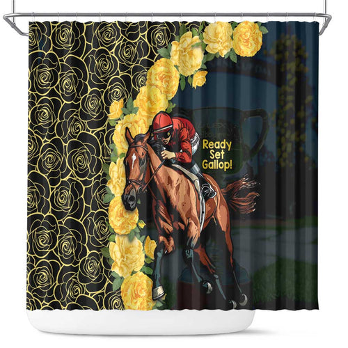 Melbourne Horse Racing Shower Curtain Yellow Roses - Ready Set Gallop! LT14