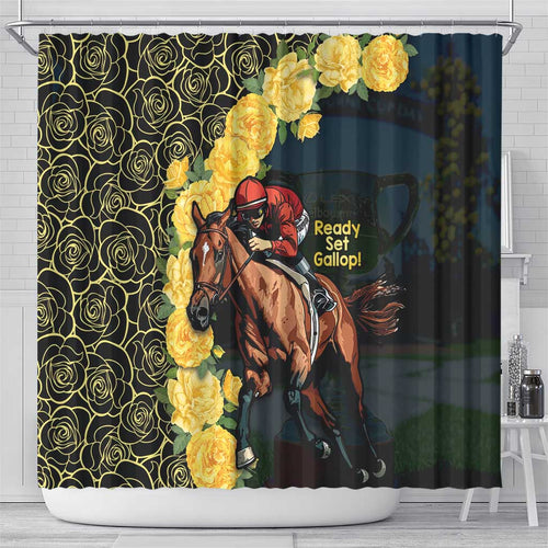 Melbourne Horse Racing Shower Curtain Yellow Roses - Ready Set Gallop! LT14