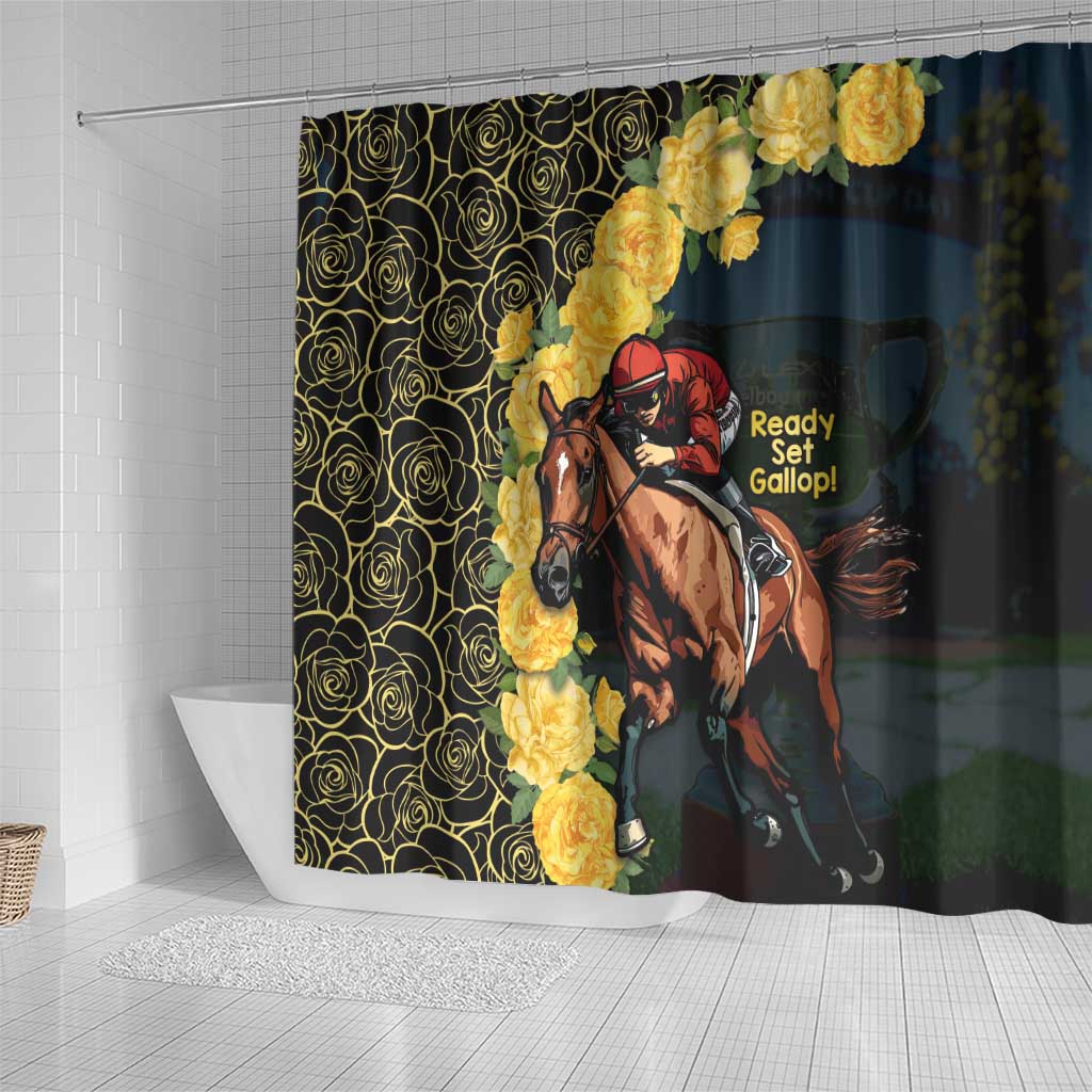 Melbourne Horse Racing Shower Curtain Yellow Roses - Ready Set Gallop! LT14