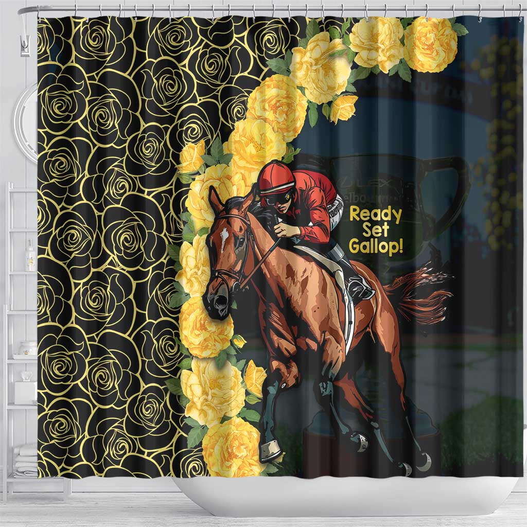 Melbourne Horse Racing Shower Curtain Yellow Roses - Ready Set Gallop! LT14