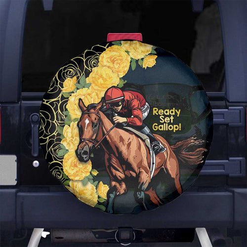 Melbourne Horse Racing Spare Tire Cover Yellow Roses - Ready Set Gallop! LT14