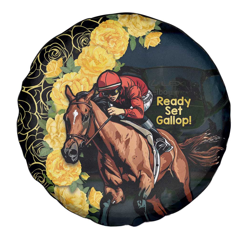 Melbourne Horse Racing Spare Tire Cover Yellow Roses - Ready Set Gallop! LT14