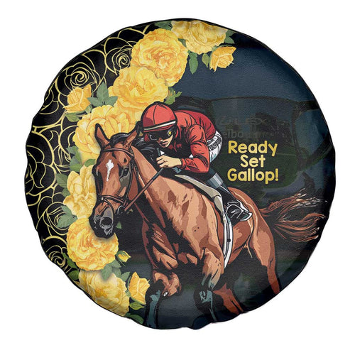 Melbourne Horse Racing Spare Tire Cover Yellow Roses - Ready Set Gallop! LT14