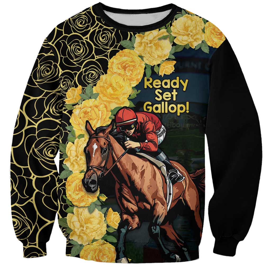 Melbourne Horse Racing Sweatshirt Yellow Roses - Ready Set Gallop! LT14