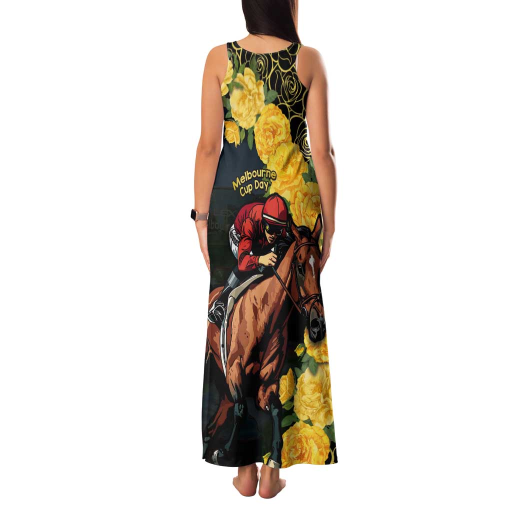 Melbourne Horse Racing Tank Maxi Dress Yellow Roses - Ready Set Gallop! LT14