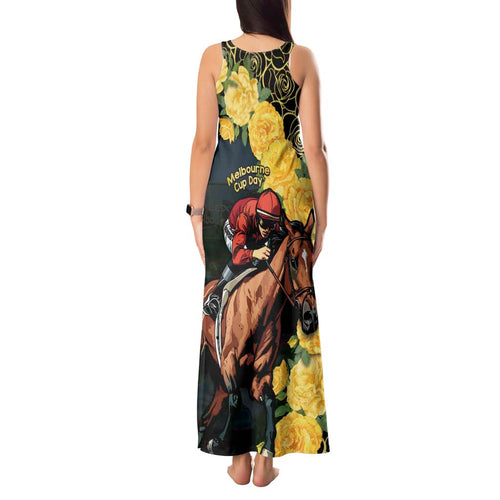 Melbourne Horse Racing Tank Maxi Dress Yellow Roses - Ready Set Gallop! LT14