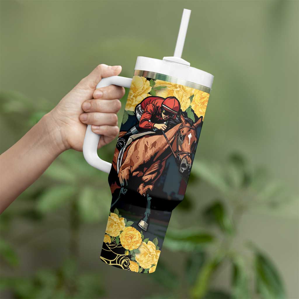 Melbourne Horse Racing Tumbler With Handle Yellow Roses - Ready Set Gallop! LT14