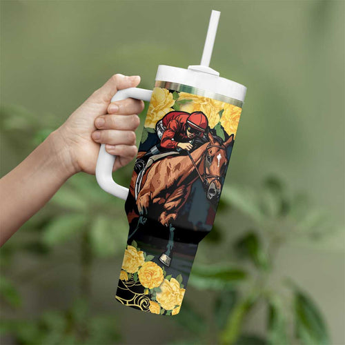 Melbourne Horse Racing Tumbler With Handle Yellow Roses - Ready Set Gallop! LT14
