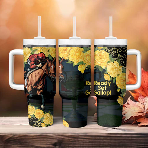 Melbourne Horse Racing Tumbler With Handle Yellow Roses - Ready Set Gallop! LT14