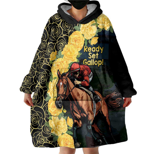 Melbourne Horse Racing Wearable Blanket Hoodie Yellow Roses - Ready Set Gallop! LT14