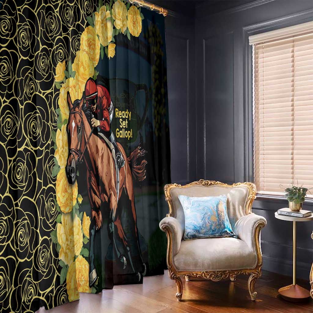 Melbourne Horse Racing Window Curtain Yellow Roses - Ready Set Gallop! LT14