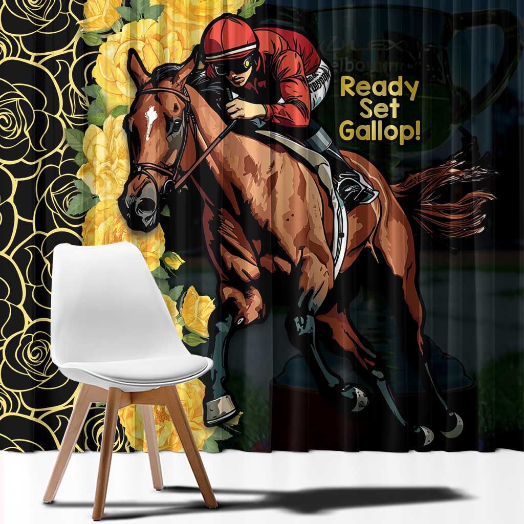 Melbourne Horse Racing Window Curtain Yellow Roses - Ready Set Gallop! LT14