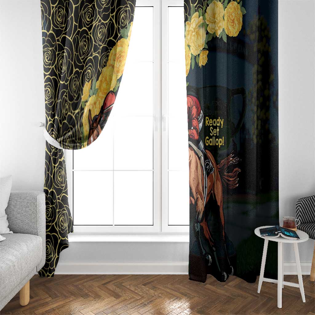 Melbourne Horse Racing Window Curtain Yellow Roses - Ready Set Gallop! LT14