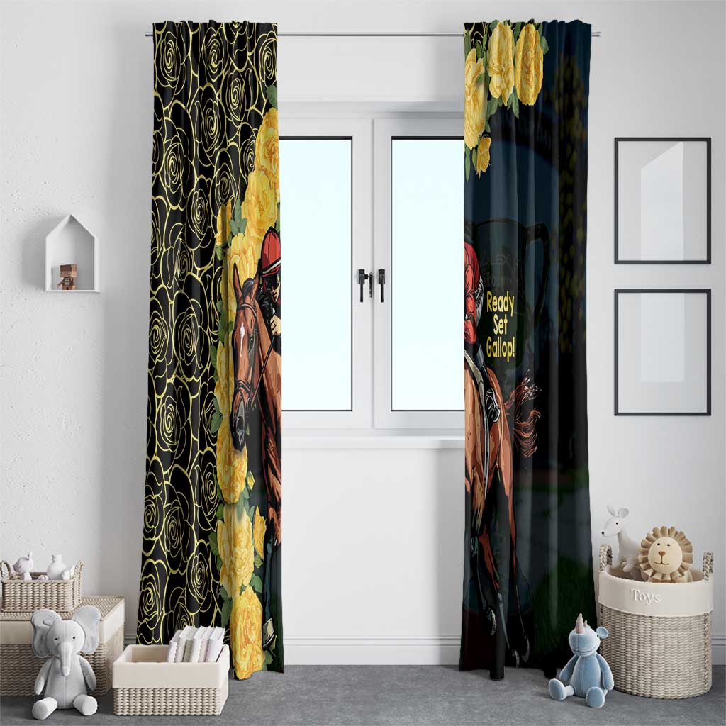 Melbourne Horse Racing Window Curtain Yellow Roses - Ready Set Gallop! LT14