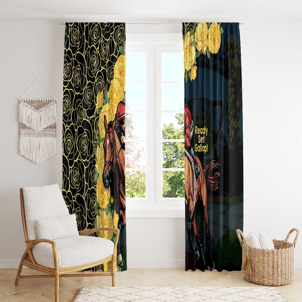 Melbourne Horse Racing Window Curtain Yellow Roses - Ready Set Gallop! LT14