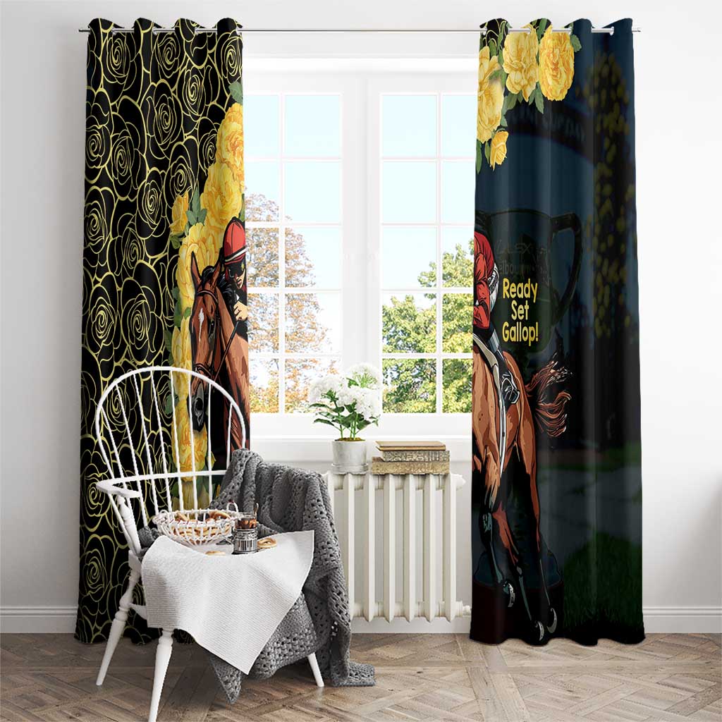 Melbourne Horse Racing Window Curtain Yellow Roses - Ready Set Gallop! LT14