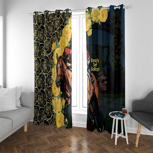 Melbourne Horse Racing Window Curtain Yellow Roses - Ready Set Gallop! LT14