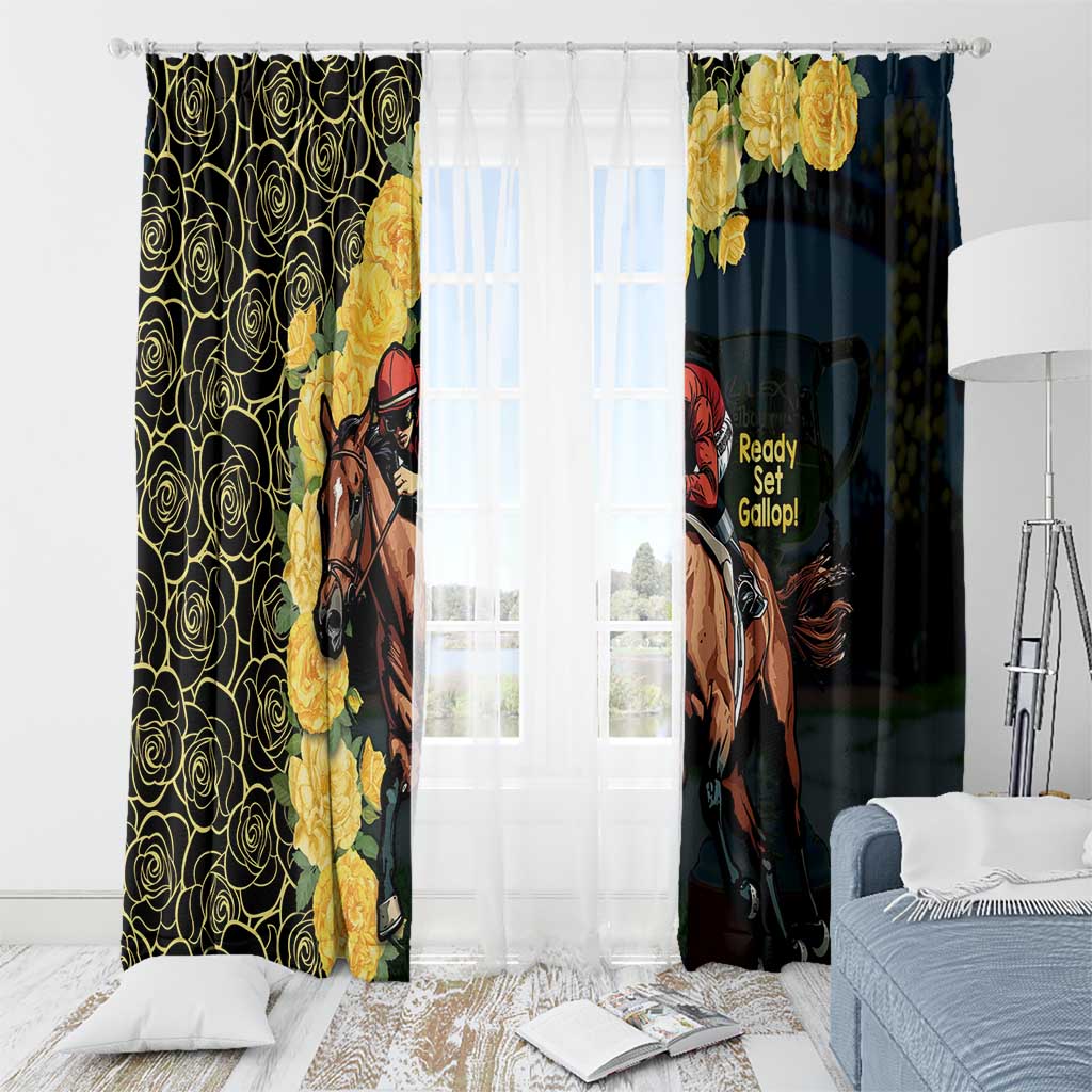 Melbourne Horse Racing Window Curtain Yellow Roses - Ready Set Gallop! LT14