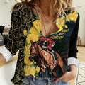 Melbourne Horse Racing Women Casual Shirt Yellow Roses - Ready Set Gallop! LT14