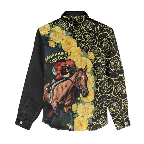 Melbourne Horse Racing Women Casual Shirt Yellow Roses - Ready Set Gallop! LT14
