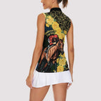 Melbourne Horse Racing Women Sleeveless Polo Shirt Yellow Roses - Ready Set Gallop! LT14