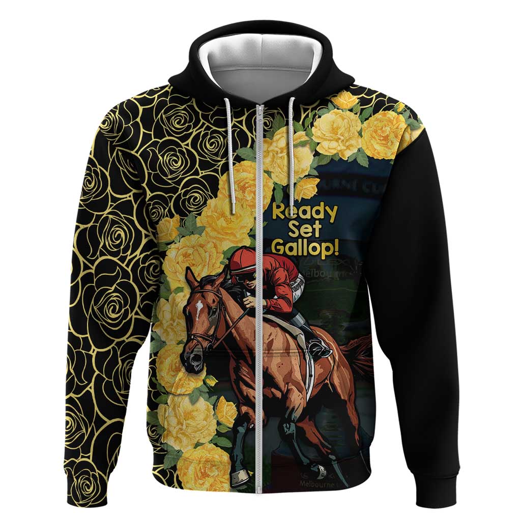 Melbourne Horse Racing Zip Hoodie Yellow Roses - Ready Set Gallop! LT14