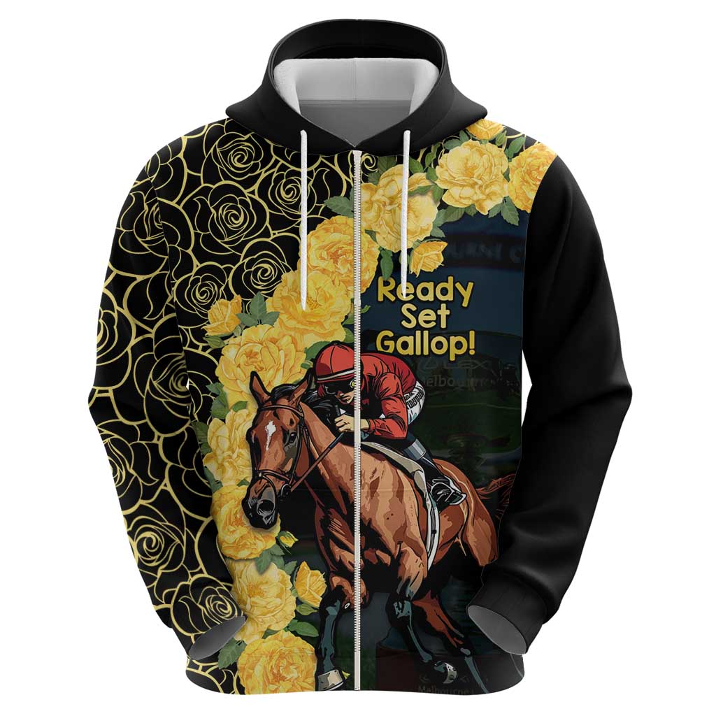 Melbourne Horse Racing Zip Hoodie Yellow Roses - Ready Set Gallop! LT14