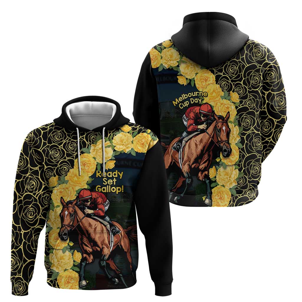 Melbourne Horse Racing Zip Hoodie Yellow Roses - Ready Set Gallop! LT14