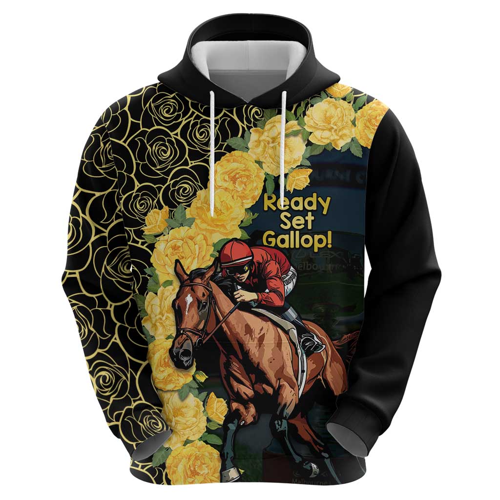 Melbourne Horse Racing Zip Hoodie Yellow Roses - Ready Set Gallop! LT14