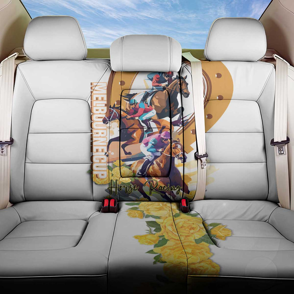 Melbourne Cup Australia Back Car Seat Cover Horse Racing Horseshoe Mix Yellow Roses LT14