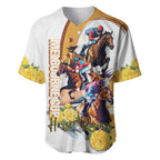 Melbourne Cup Australia Baseball Jersey Horse Racing Horseshoe Mix Yellow Roses LT14